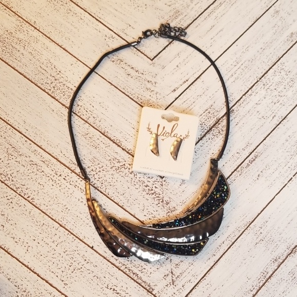 Organic Druzy Stone Necklace Set - Picture 2 of 2